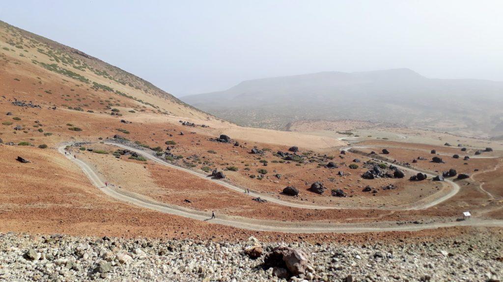 Der zunächst entspannte Anfang des Sendero 7 zum Pico del Teide mit den Huevos del Teide