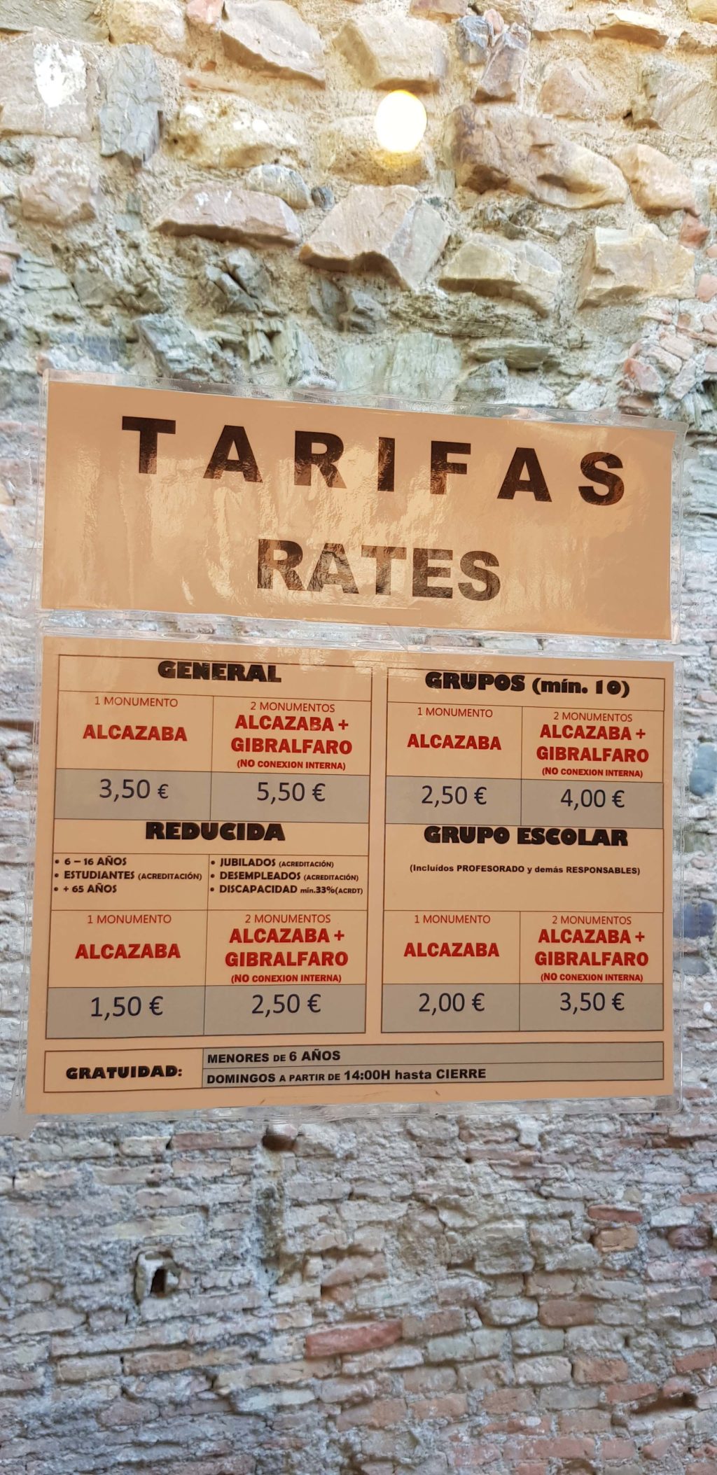 Eintrittspreise für die Alcazaba und das Castillo de Gibralfaro in Málaga