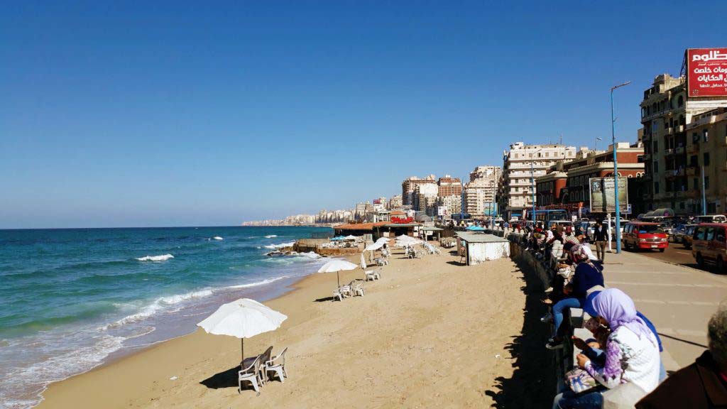 Beach of Alexandria at the Mediterranean Sea